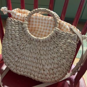 Rattan crossbody purse